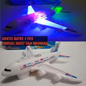 Mainan pesawat terbang nyala dan bunyi edukatif