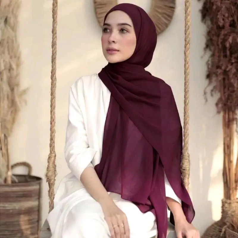 Jilbab Pashmina Ceruty 180x75 cm - burgundy Kerudung