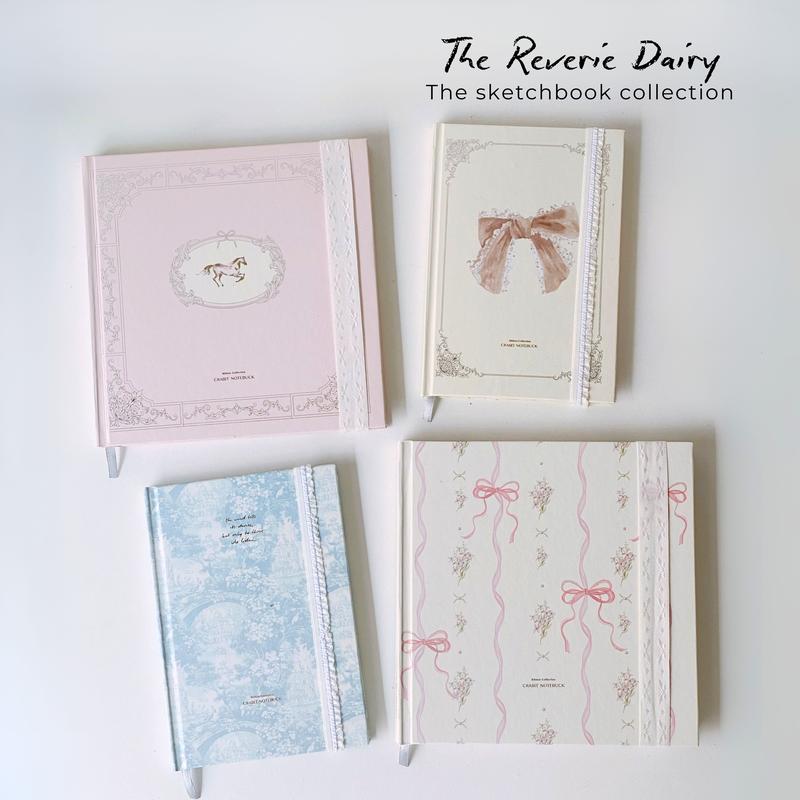 Sổ vẽ sketchbook A5 vuông vẽ phác thảo màu chì 190gsm Crabit Ribbon 2 Reverie Dairy Collection