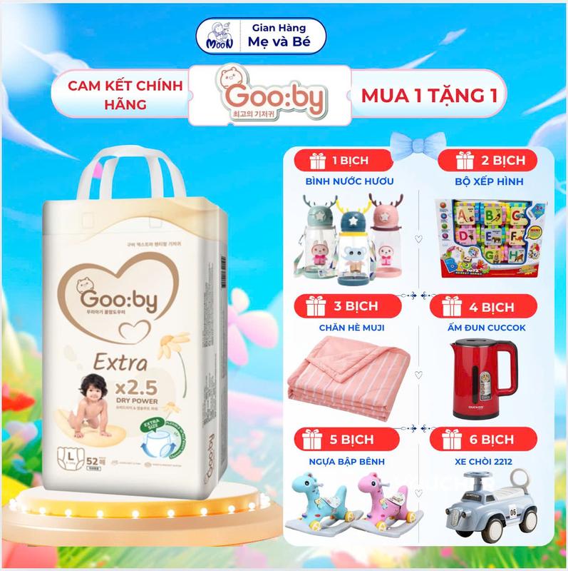 (Bỉm ngày Gooby) Tã/bỉm quần Gooby Extra - Chuyên gia thấm hút, chống trào đến 12h đủ size cho bé lên đến 35kg - Moon - Gian hàng mẹ & bé - Đồ dùng cho bé Nữ