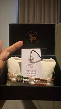 Product Review of Sky Choker Tali Warna Gold | Kombinasi gemstones lapis lazuli, blue sandstone, labradorite dan blue spinel dan pearl from D**n 0