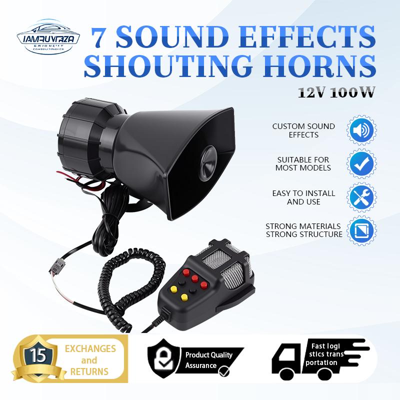 Còi Báo Động Xe Hơi, 12V 100W, 7 Âm Thanh, Kêu Còi Báo Động An Ninh Lớn, Thích Hợp Cho Ô Tô, Xe Van, Xe Tải, Xe Máy, Thuyền, Cảnh Sát, Xe Cứu hỏa, Xe Cứu Thương, Loa Lớn