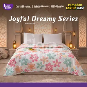 FLORA - Selimut Bedcover Motif Aesthetic Bahan Microtex + Dacron Kualitas Terbaik Tahan Lama [01]