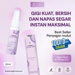 Avero Sweet Gum Mouth Spray – Penyegar & Pengharum Mulut BPOM Halal Food Grade - Napas Wangi Manis Seharian - 30ml