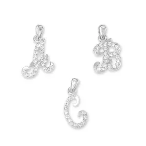 Liontin/Gantunggan/Kalung/Huruf/Latin/Silver/zircon 21 huruf Abjad Kecil