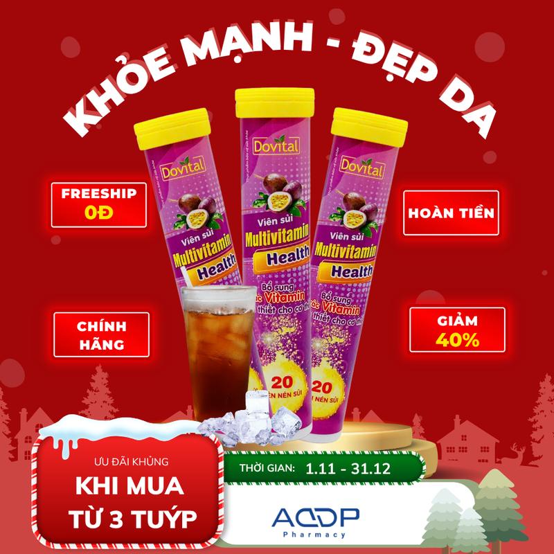 SP LIVE 3 Tuýp vị CHanh Leo Sủi Multivitamin Health Dovital - Tpbvsk bổ sung Vitamin C
