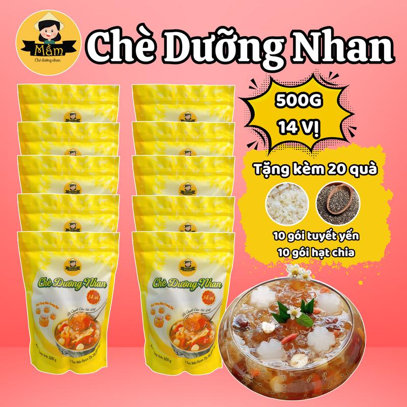 COMBO 10 SET ĐẠI Chè Dưỡng Nhan 14 Vị 500g Cô Mầm Foods - 1 set nấu được 30 chén - Nguyên liệu khô