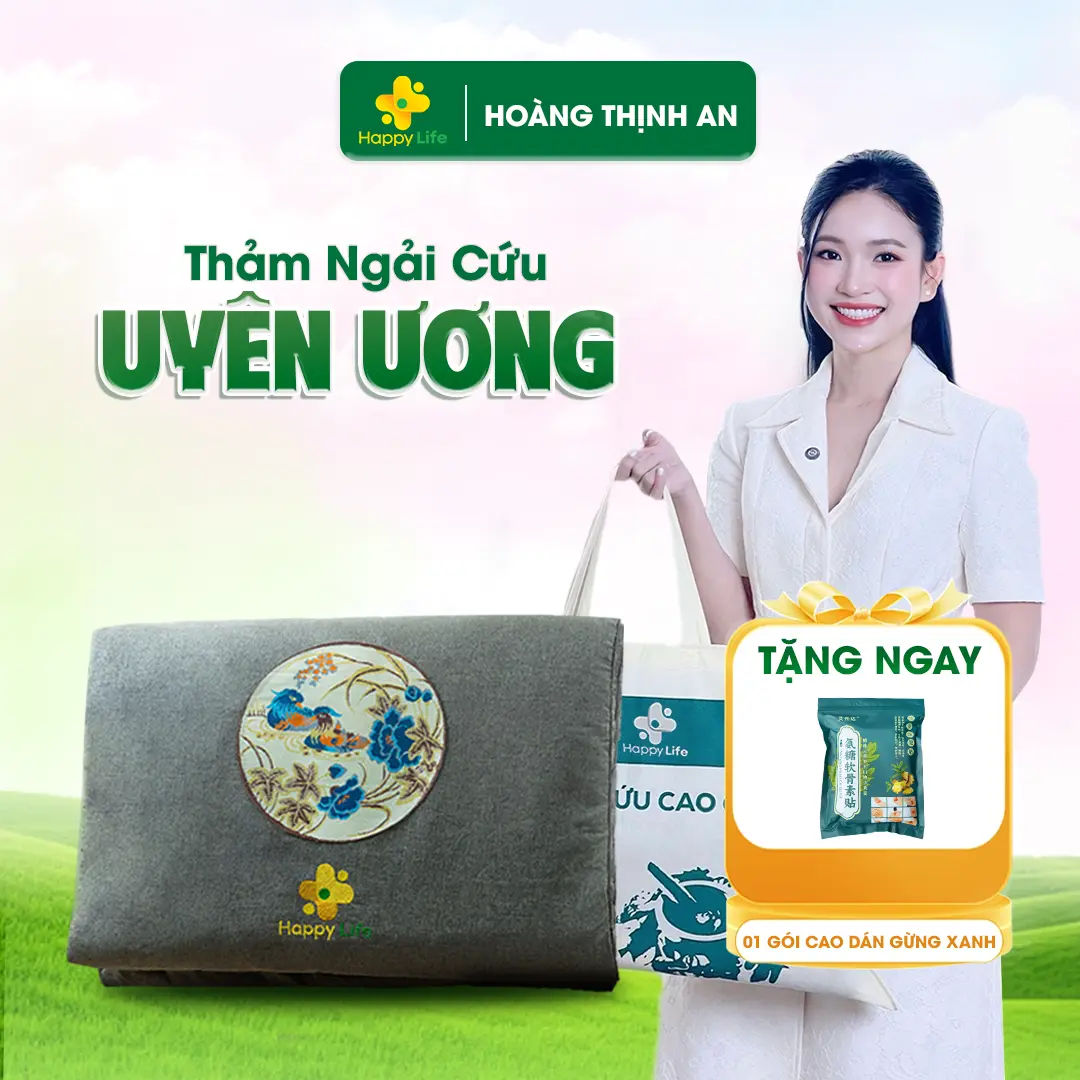 Thảm Ngải Cứu Hoàng Thịnh An Cao Cấp, Đệm Ngải Cứu Đông Y Happy Life Hỗ Trợ Đau Vai Gáy, Đau Lưng Nhức Mỏi Xương Khớp.