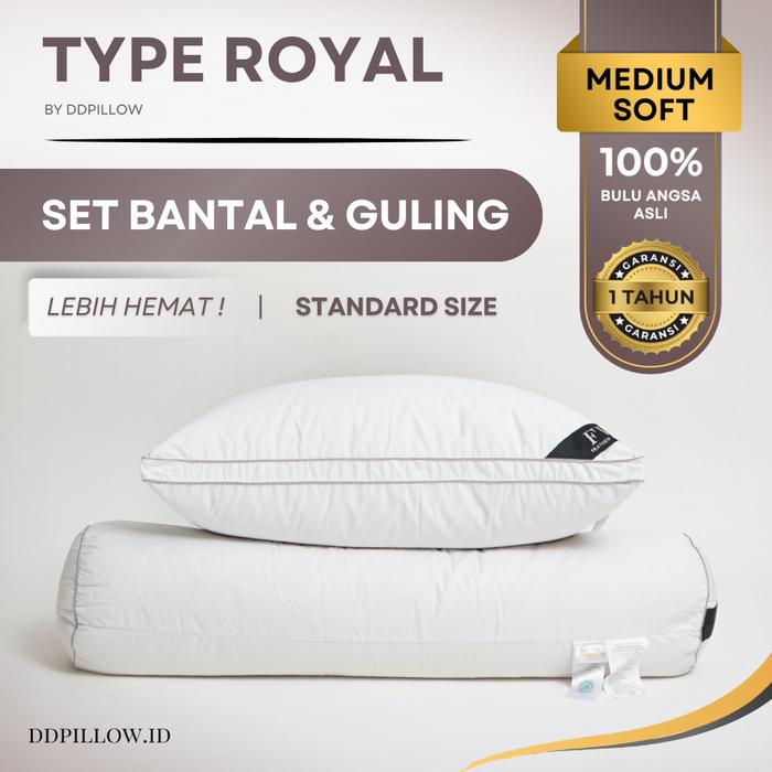 Gambar Paket 1 Bantal+1 Guling Hotel Bulu Angsa Asli, Type Royal 70% Down dari ddpillow Kota Administrasi Jakarta Barat Tokopedia