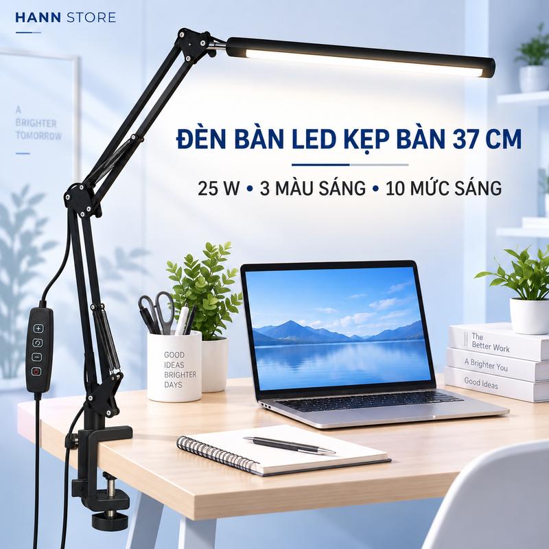 Đèn Bàn LED Kẹp Bàn 37cm 25W Chống Cận USB 3 Chế Độ Màu 10 Mức Sáng Tay Đòn Xoay 360° Học Tập Làm Việc Livestream Ánh Sáng 3000K/4500K/6000K Đèn LED Đa Năng Cho Học Tập Làm Việc Và Giải Trí