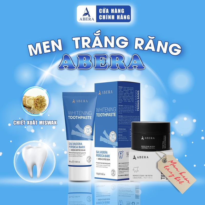 GIẢM SẬP SÀN - (MUA 1 TẶNG 1) Mua 1 Kem Trắng Răng Abera, Tặng 1 Bột Trắng Răng Abera – Hỗ trợ Loại Bỏ Cao Răng Mảng Bám, Làm Trắng Răng 2 Chiều, Cải Thiện Vết Ố Vàng, Mùi Hôi Răng Miệng, Làm Thơm Miệng