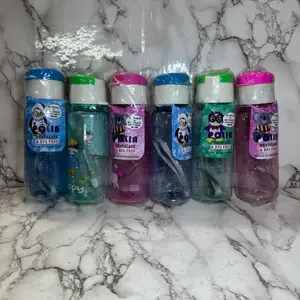 Botol Minum 350 ML Free Tali | Botol Ulang Tahun | Botol Air Minum Flip | Souvenir Bottles Water Kitchenware | Botol Karakter  Biru Hijau Pink