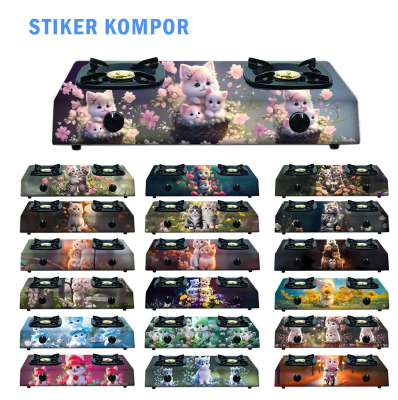 Stiker Kompor 1 Tungku atau 2 Tungku Motif Kucing 0