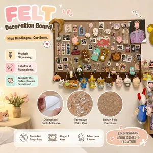 Papan Felt Estetik Aesthetic Kamar Kos Pajangan Foto Polaroid Memo Board Dekorasi Dinding Lem Paku Gratis