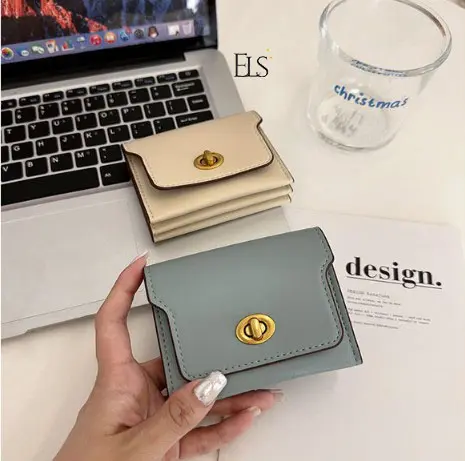 ELSA Dompet lipat modis warna permen Polos untuk wanita Dompet Kartu desainer mewah Wadah/Dompet KoinC368-2 dompet  wanita murah dompet dompet  lucu 4