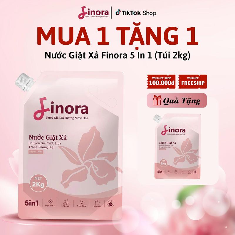 [Mua 1 Tặng 1]  - Deal Trải Nghiệm: Nước Giặt Xả Finora 5 In 1 ( Túi 2kg ) - Mùi hương Rosé Mystique sang trọng - Chuyên Gia Nước Hoa Trong Phòng Giặt