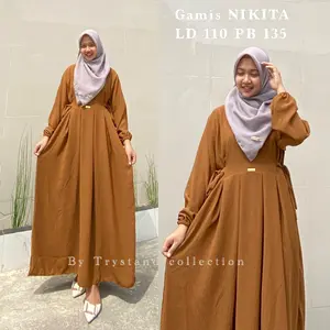 (Langsung Kirim) GAMIS NIKITA CRINKLE Airflow Ada Saku Busui Friendly