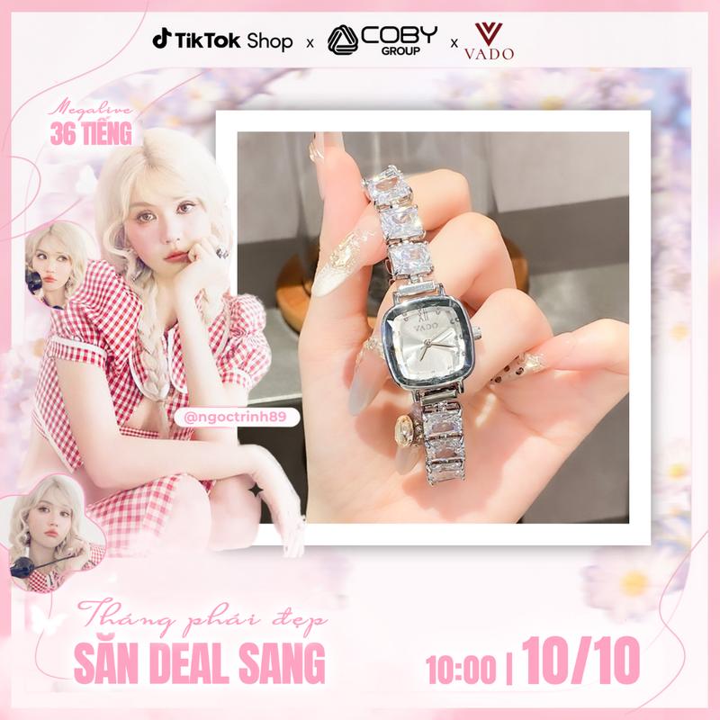 [MEGA - DHJ2100-VADO] Đồng Hồ Nữ Đẹp Sang Chảnh, Dây Kim Loại, Đính Đá Phong Cách Sang Trọng - VADO DHJ2100