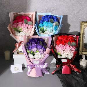Room Decor Artificial Rose Bouquet Gift Box, Artificial Flower Bouquet Including 18pcs For Home Decor,Gifts for Girlfriend. Wedding Anniversary Birthday Party Gift.