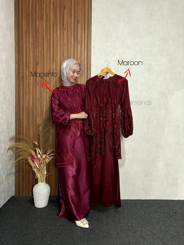 FIRA LONG DRESS SET VEST OUTER TILLE BRUKAT GAMIS MUSLIM KONDANGAN TERBARU Wanita Remaja Dewasa Baju Pesta Rayon Mewah Setelan 9