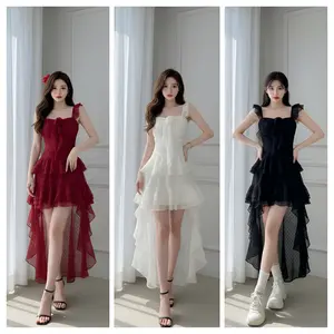 25OCLOCK - Dress Suspender Gaya Simetris / Dress Pantai Elegant / Party Dress Pretty Style