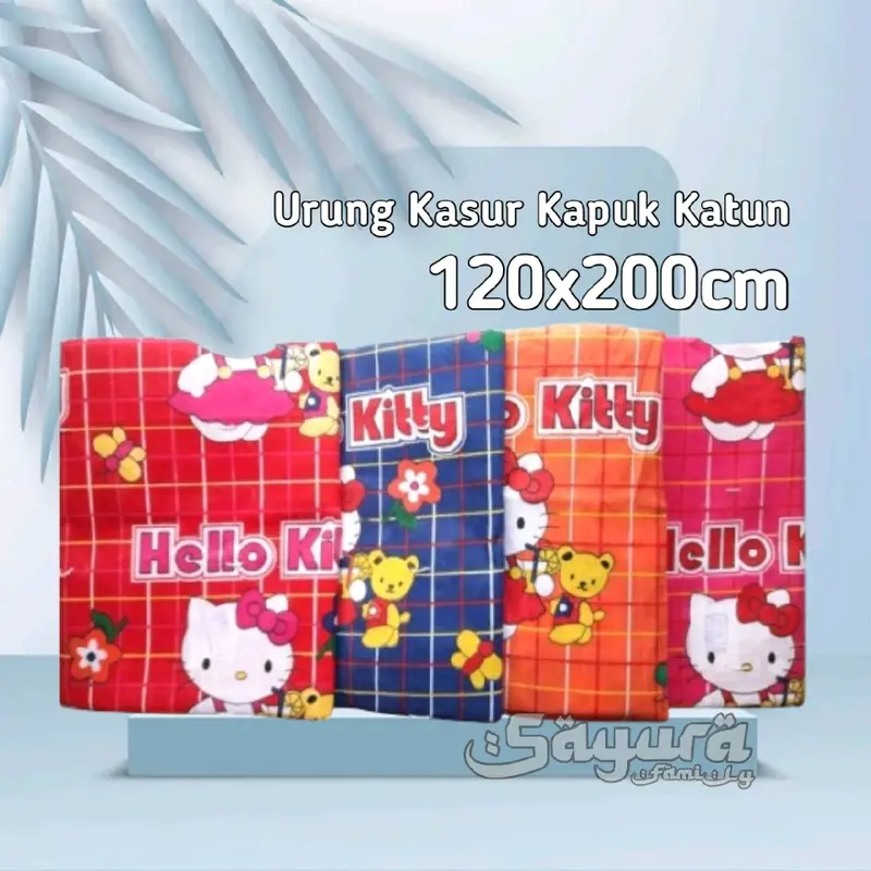 (120x200) URUNG KASUR KAPUK KATUN/KULIT KASUR KAPUK HELLO KITTY 0