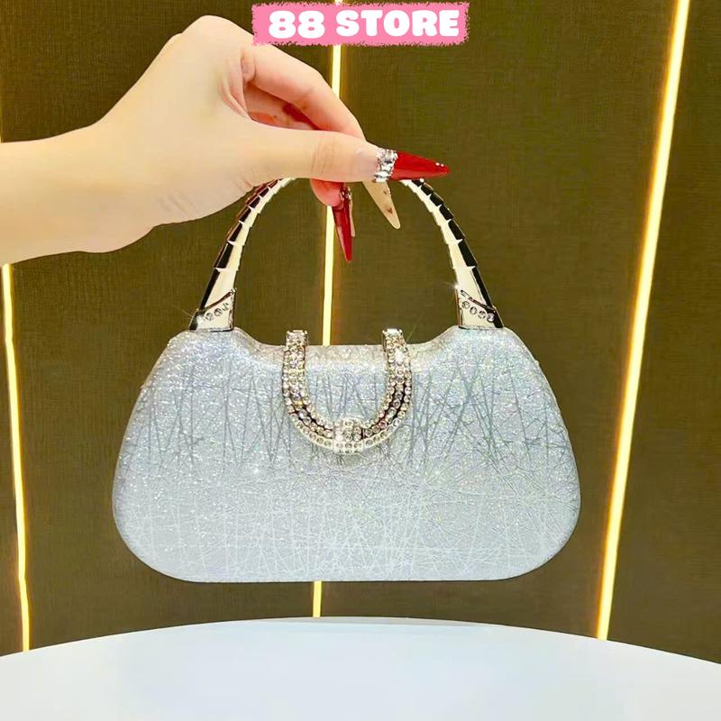  Túi xách nữ dự tiệc 88STORE cao cấp ,đính đá & kim tuyến lấp lánh sang trọng có quai xách và dây đeo chéo tiện lợi A47 