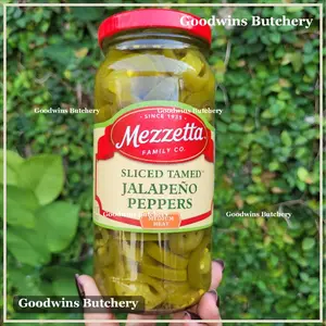 Mezzetta JALAPENO PEPPERS PICKLE SLICED tamed medium hot asinan acar cabe halapeno USA imported 16fl.oz 473