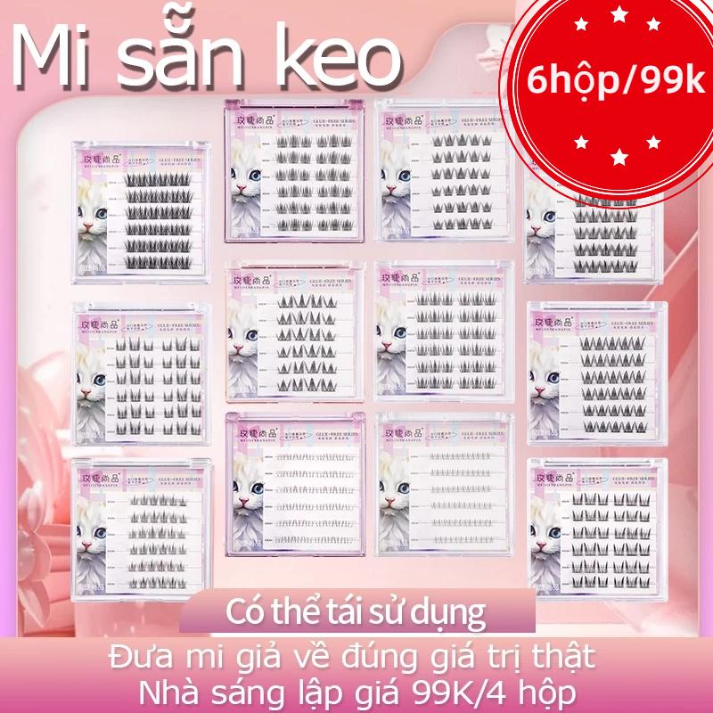 Lông mi giả sẵn keo, mi tự dính, Mi Giả tái sử dụng, Chống Nước 24H Dáng Hàn Quốc | Combo 4 Đôi Tặng Keo | Bao Bì Cao Cấp - Dành Cho Mắt Một Mí/Tròn a10
