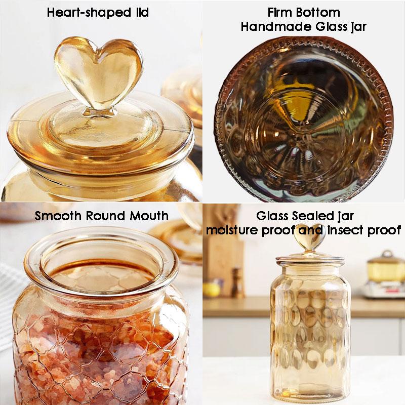 Toples Kaca Aesthetic Kedap Udara Tutup Love Mewah Sealed Food Storage Heart Lid Glass Jar 5