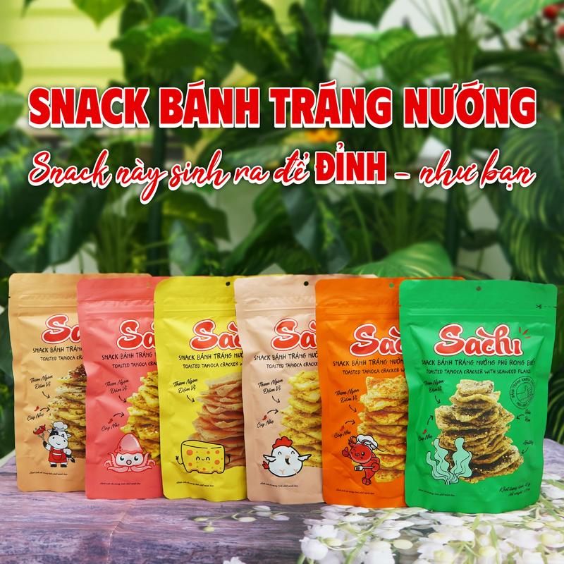   GÓI  Snack Bánh Tráng Nướng SACHI Phủ Phô Mai  Chà Bông Gà  Khô Bò Cay Giòn Tan Đậm Vị Không Chất Bảo Quản  Gói 45g  
