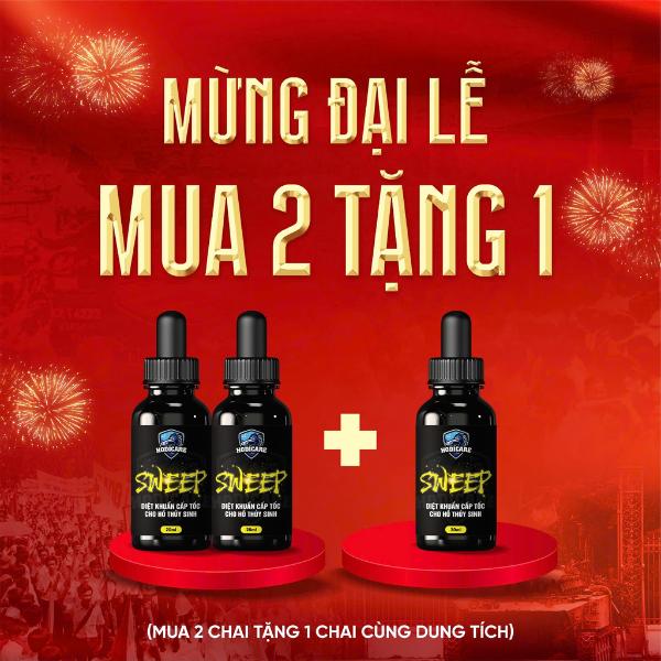  SWEEP  HODICARE  mua 2 tặng 1  cùng dung tích  dung dịch duỡng cá cảnh bị  nấm lờ đờ trùn mỏ neo xuất huyết cắt tảo,...  - đậm đặc hiệu quả không màu không làm ám màu hồ nuôi cá  stress nằm đáy 