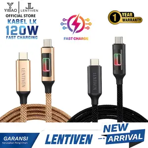 YIBAO LENTIVEN Kabel Data 120W Fast Charging Type C TO Type C untuk iPhone iOS USB Android Kabel LK