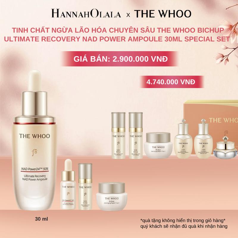 THE WHOO - BỘ TINH CHẤT TĂNG CƯỜNG NGỪA LÃO HÓA CHUYÊN SÂU THE WHOO BICHUP ULTIMATE RECOVERY NAD POWER AMPOULE 30ML SPECIAL SET