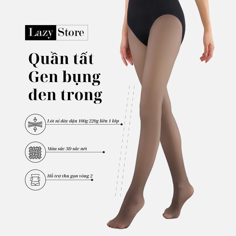 Mã T11 Lazy Store Quần Tất Gen Bụng 3D Lót Nỉ Che Khuyết Điểm Giữ Ấm Đáy Tam Giác 100g 220g