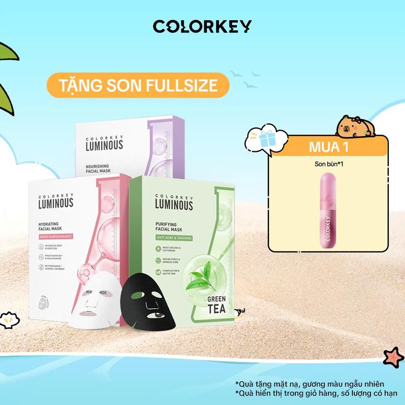 [TẶNG SON BÙN] COMBO 3 HỘP Mặt Nạ Giấy COLORKEY LUMINOUS hỗ trợ Cấp Ẩm Da PHIÊN BẢN NÂNG CẤP 10 miếng/hộp