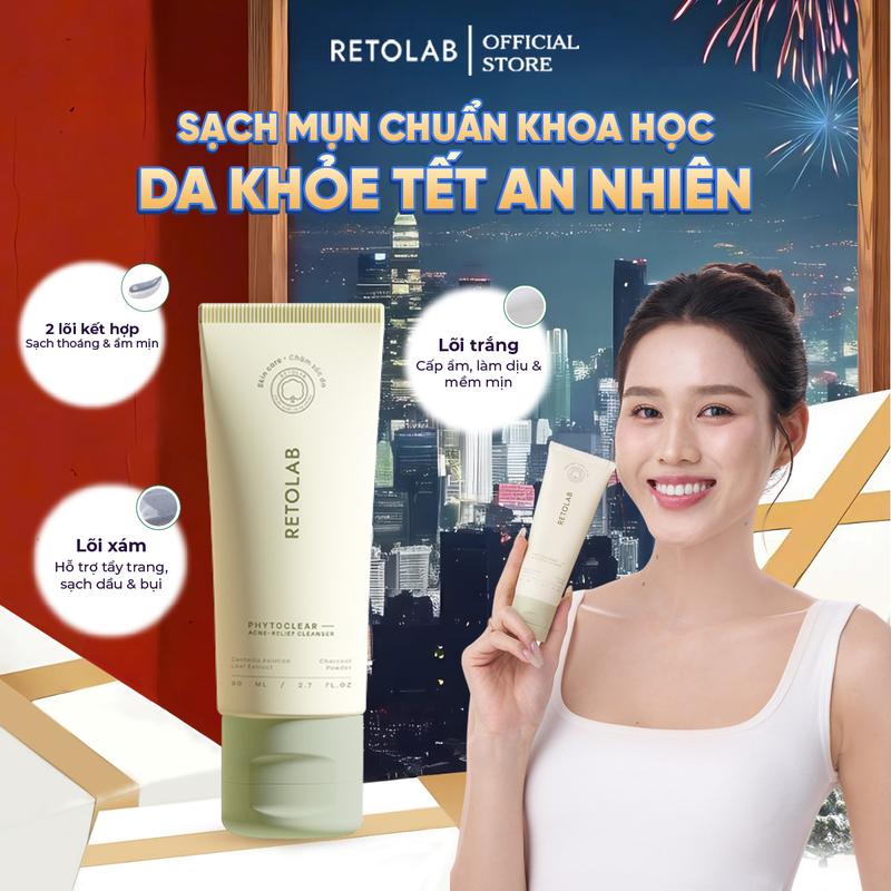  Sữa Rửa Mặt Retolab Phytoclear 80ml - Hỗ Trợ Giảm Mụn Làm Sạch Dịu Nhẹ Dưỡng Ẩm Da - SR001 - Dạng Kem Tạo Bọt - Cho Da Khô Mụn & Dầu - Công Nghệ Lõi Kép Hiện Đại 