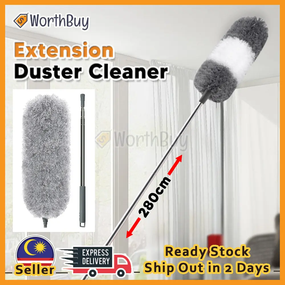 [280CM] Worthbuy Extendable Duster Penyapu Habuk Expandable Cleaner Dust Removal Bulu Ayam Bendable Fan Ceiling Cleaning