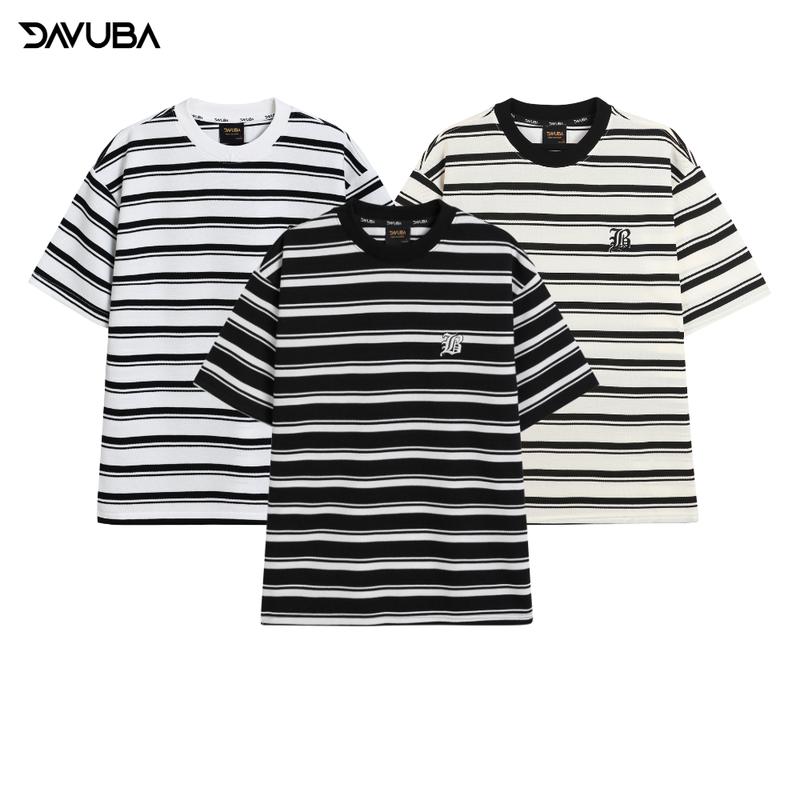 Áo thun kẻ sọc Dream DAVUBA nam nữ cộc tay cổ tròn SM059