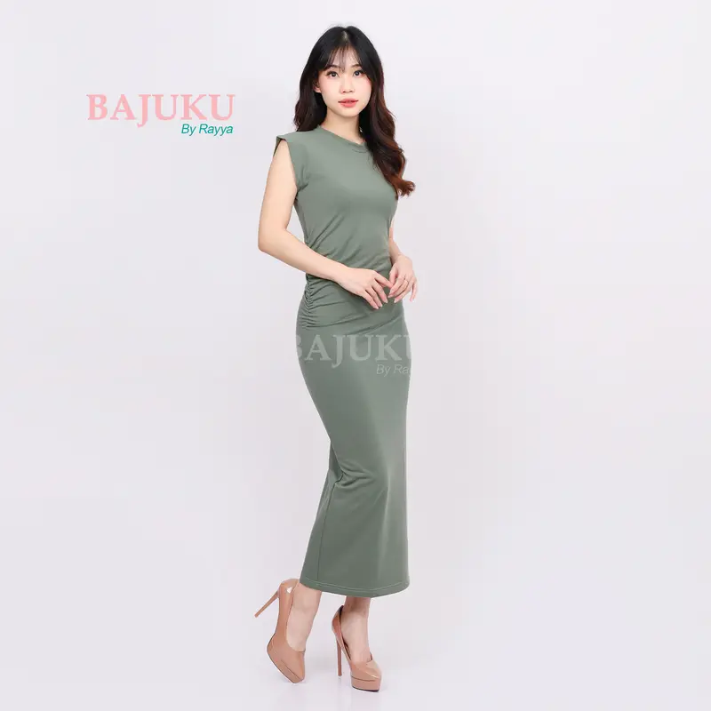 Dress Bodycon Azalea - Vista Terry Spandex - Anti Melar - Midi Dress Wanita - Simple Nyaman Fit 7