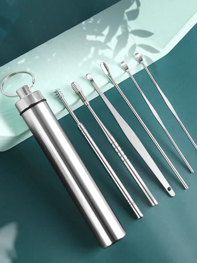 Product Introduction of 6PCS Stainless Steel Earpick Ear Cleaner Spoon Ear Care Cleaning Tool Earwax Removal Kit Ear Pick Remover Clean Health Tools Brush 27