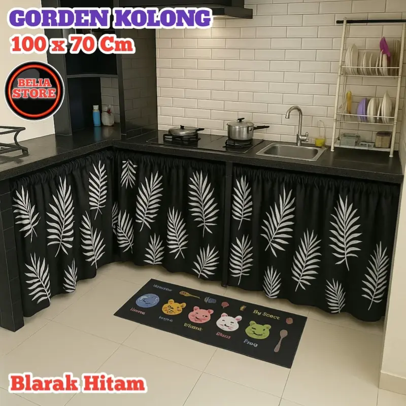 1 PAKET ISI 4 PCS GORDEN KOLONG DAPUR MINIMALIS 100 X 70 CM + TALI Aesthetic 6