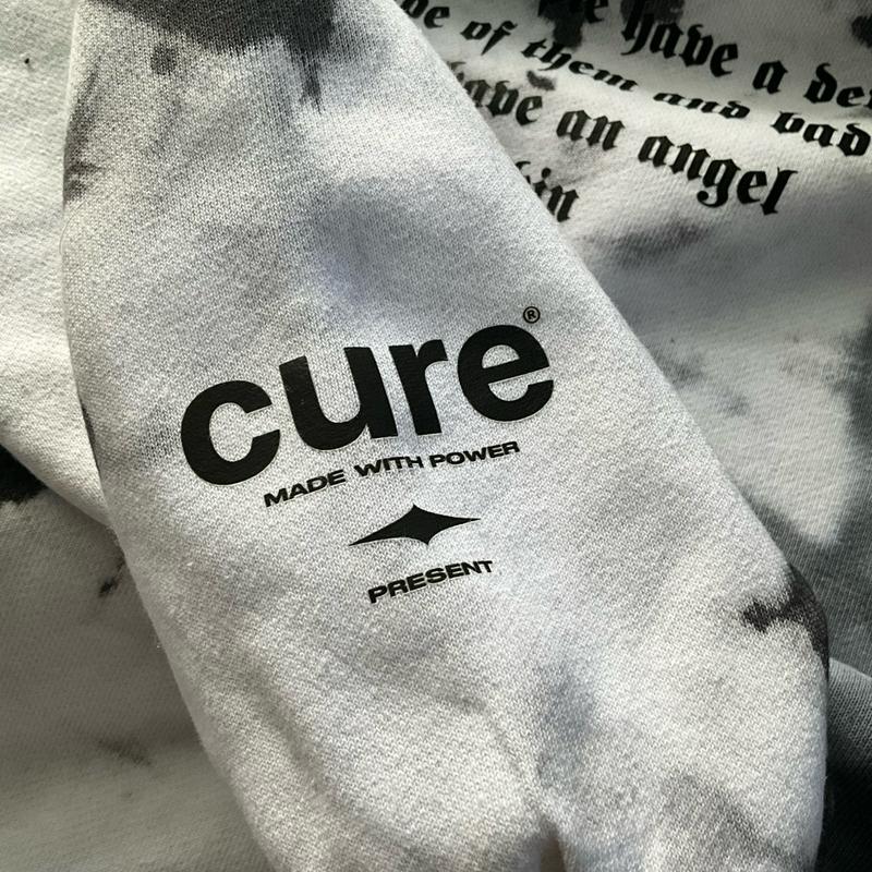 CURE, TWO SIDES BLACK, Hoodie Boxy, Tie Dye, Reflective, Fleece Katun 400 GSM Unisex Distro Keren Hitam 6