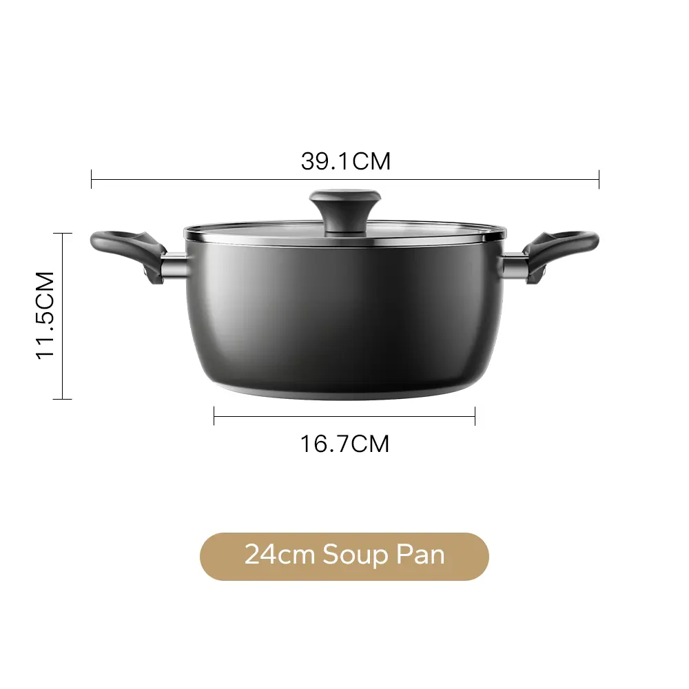 Black 24cm Stockpot With Lid