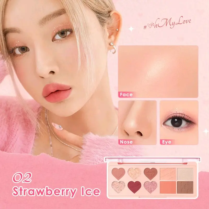 PINKFLASH Oh MyLove 4in1 Multiple Face Palette Eyeshadow, Blush, Highlighter & Contour 6