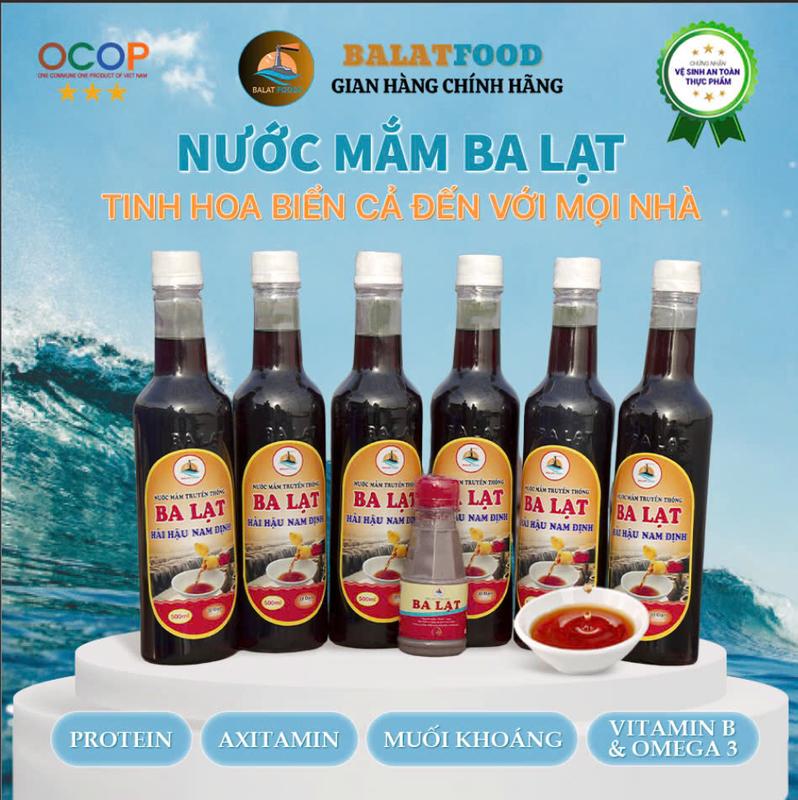 BALAT FOOD Affiliate 6 Chai Nước Mắm Truyền Thống Ba Lạt Chai Nhựa 500ml 30% Đạm Nước Chấm ngon đậm đà hương vị truyền thống ,Tặng 1 Chai Mắm Tôm 120ml