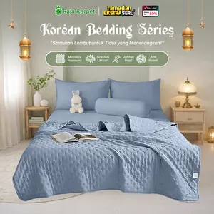 RAJA KARPET | Set Sprei & Selimut Korea Style Sarung Bantal Guling Warna Pastel Minimalis & Modern Kain Microtex Halus & Adem [12]