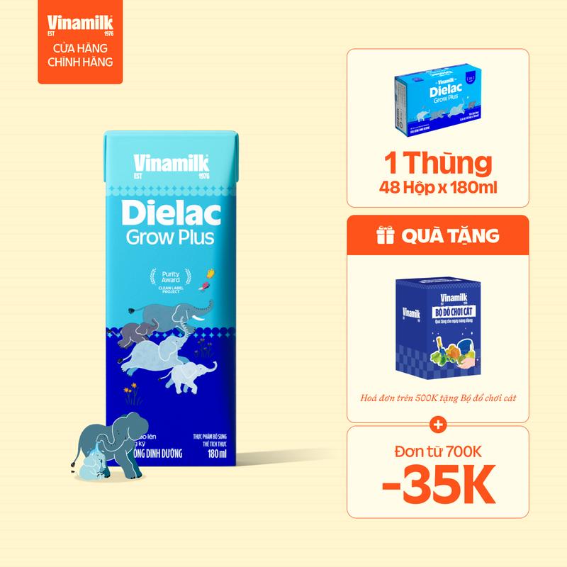 [CÓ THỂ NHẬN BB MỚI/ CŨ] Thùng 48 hộp 180ml Sữa Non Vinamilk Dielac Grow Plus (Sữa Uống Dinh Dưỡng)