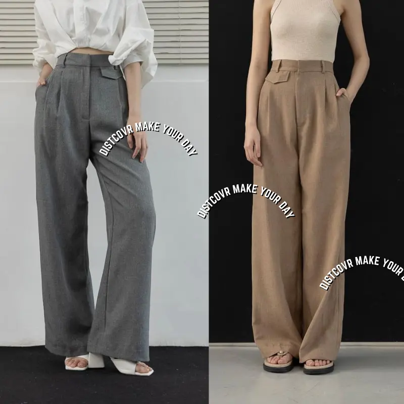 ALN STORE - ORO PANTS - Loose Pants Trousers celana kerja wanita kantor Celana Highwaist  Anti Kusut kulot wanita Panjang Formal Polyester 0