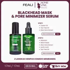 [ORIGINAL] FEALI BLACKHEAD REMOVAL MASK STEP 1 & STEP 2 PORE MINIMIZER SERUM MENGECILKAN PORI PORI / FEALI PENGANGKAT KOMEDO 17ML TERMURAH BPOM
